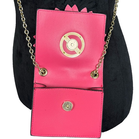 Pink Micro Purse Large Flower Embellishment Gold Accents, “E” And Chain 5x4” - Picture 3 of 12